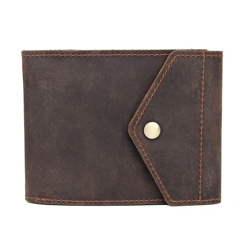 Dark Brown Small MENS LEATHER Bifold Wallet Card Brown billfold Wallet FOR MEN