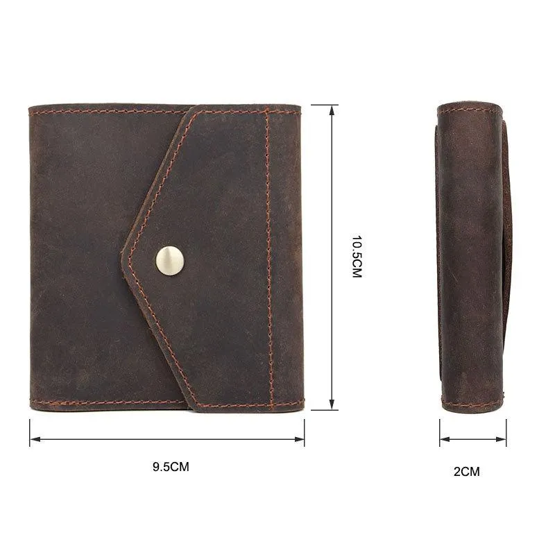 Dark Brown Small MENS LEATHER Bifold Wallet Card Brown billfold Wallet FOR MEN