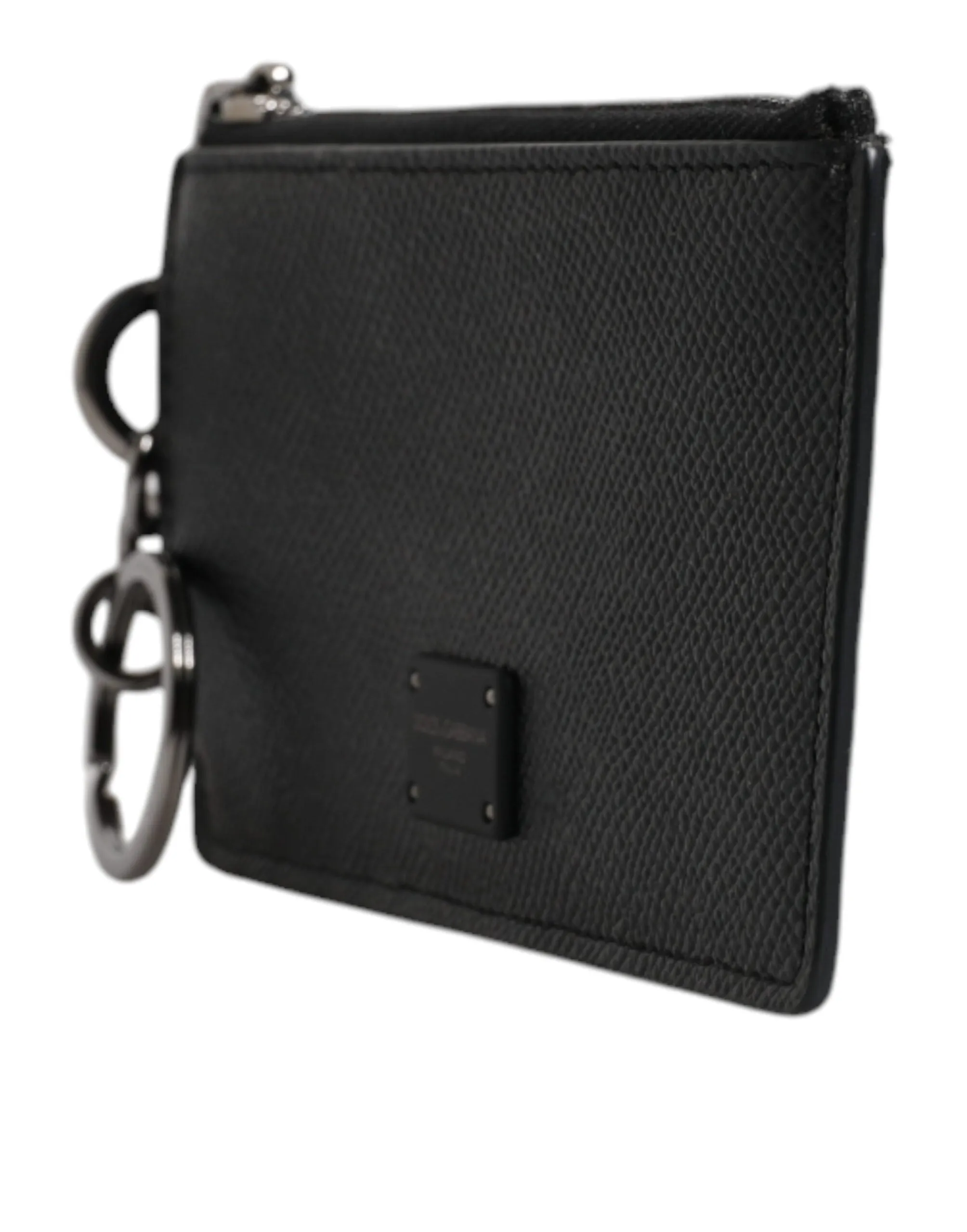 Dolce & Gabbana Black Calfskin Leather DG Logo Card Holder Wallet