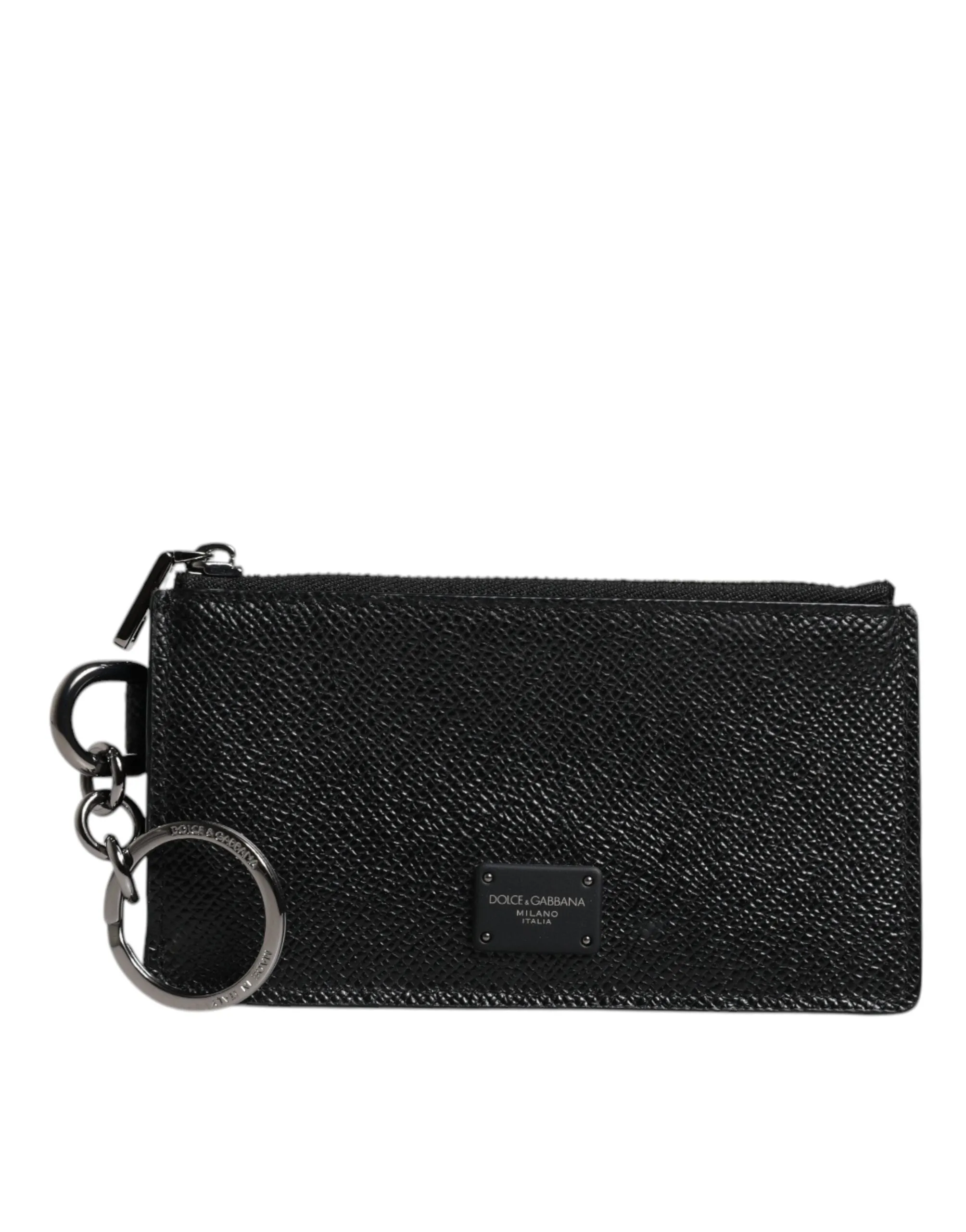 Dolce & Gabbana Black Calfskin Leather DG Logo Card Holder Wallet