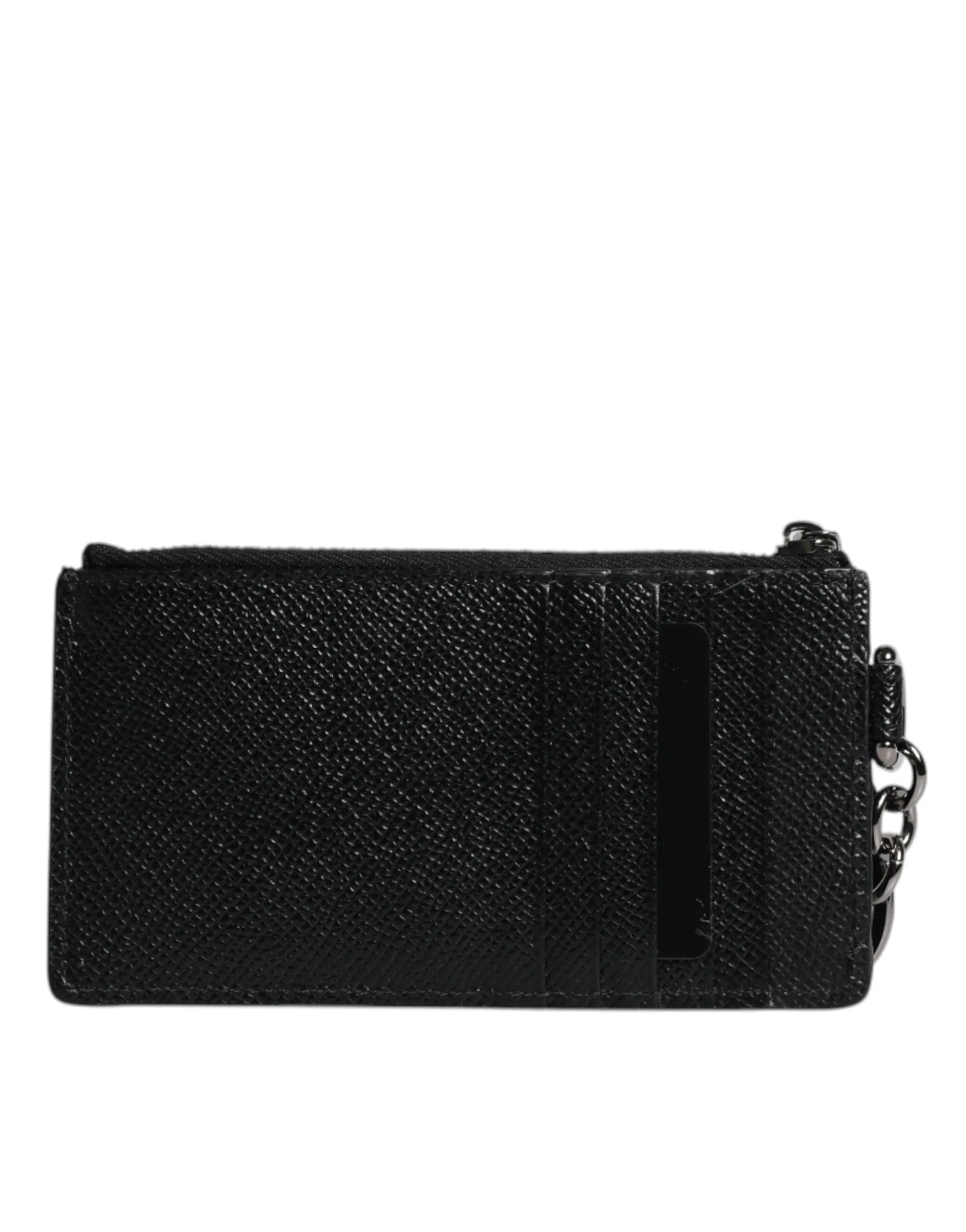 Dolce & Gabbana Black Calfskin Leather DG Logo Card Holder Wallet