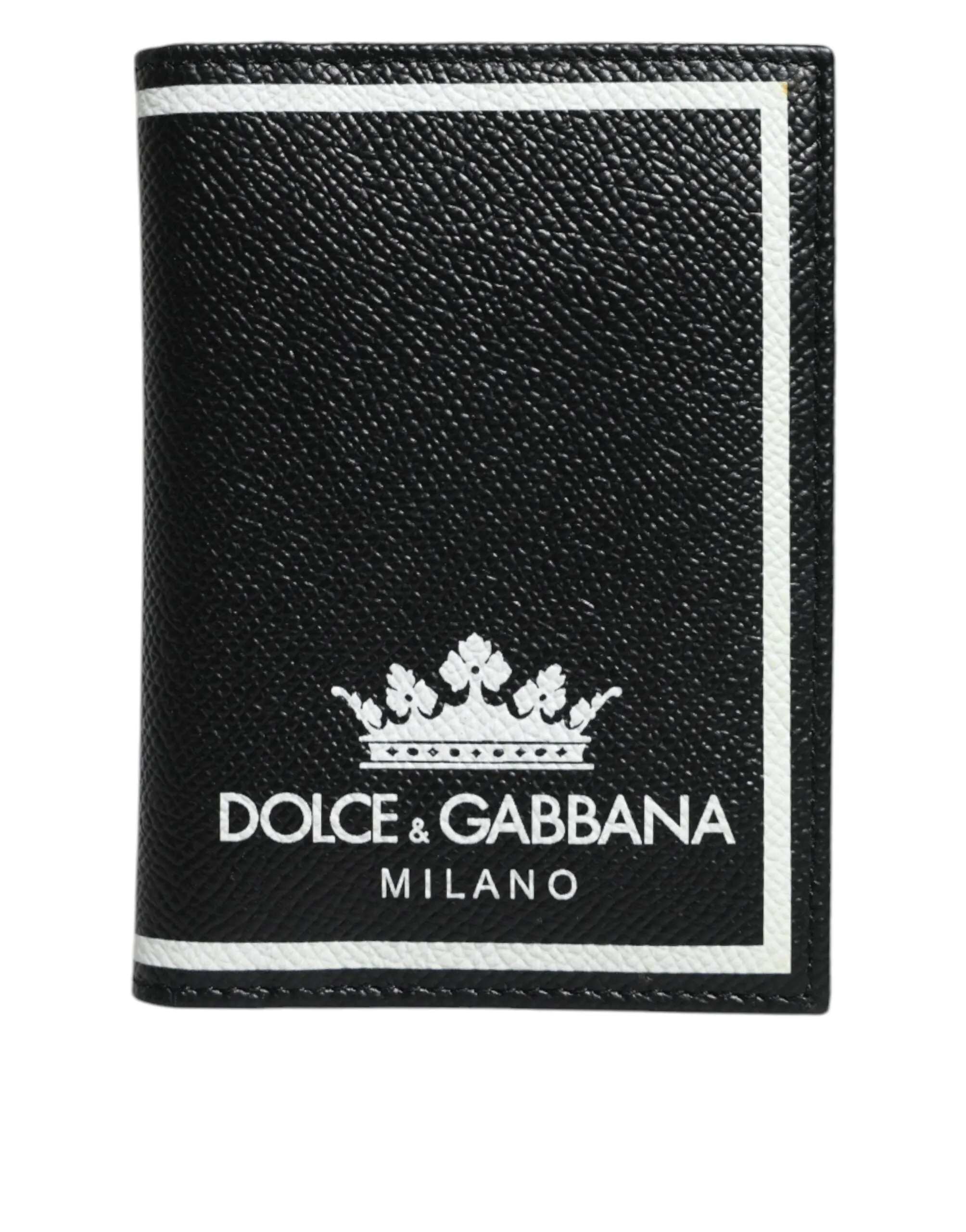 Dolce & Gabbana Black Leather DG Milano Logo Card Holder Bifold Wallet