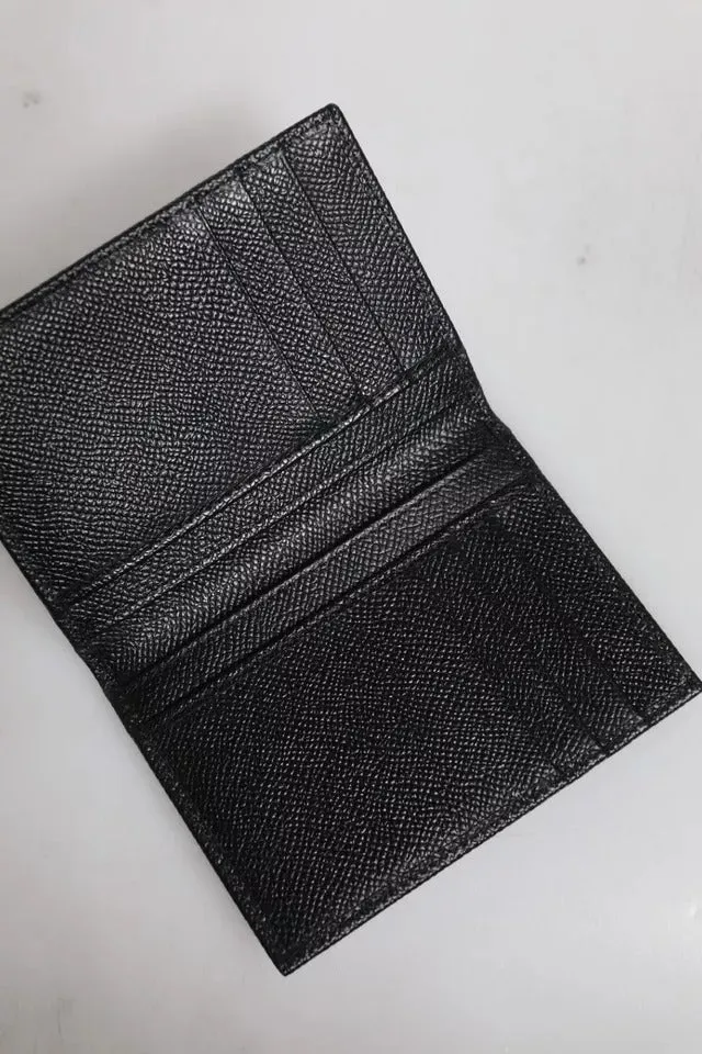 Dolce & Gabbana Black Leather DG Milano Logo Card Holder Bifold Wallet