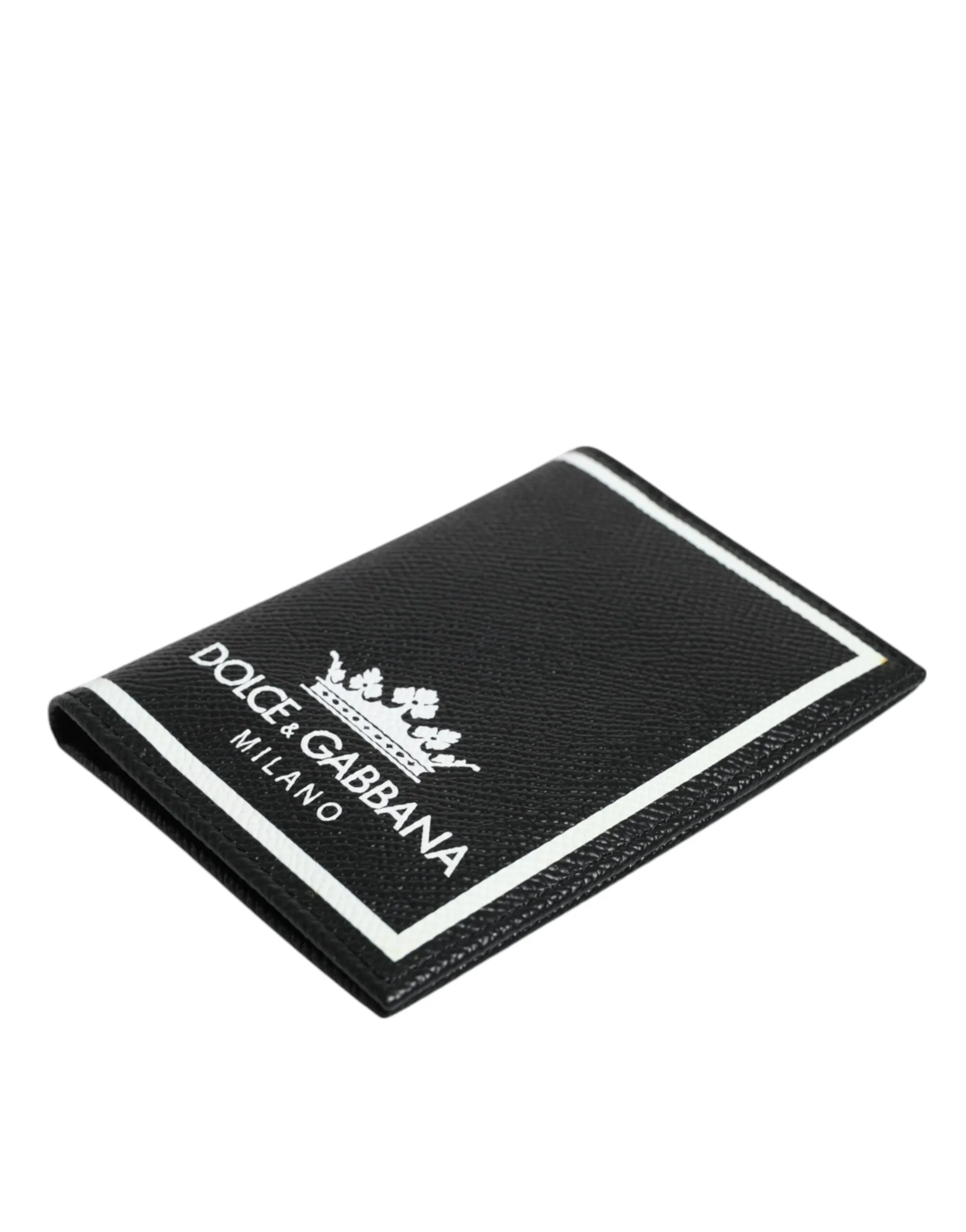 Dolce & Gabbana Black Leather DG Milano Logo Card Holder Bifold Wallet