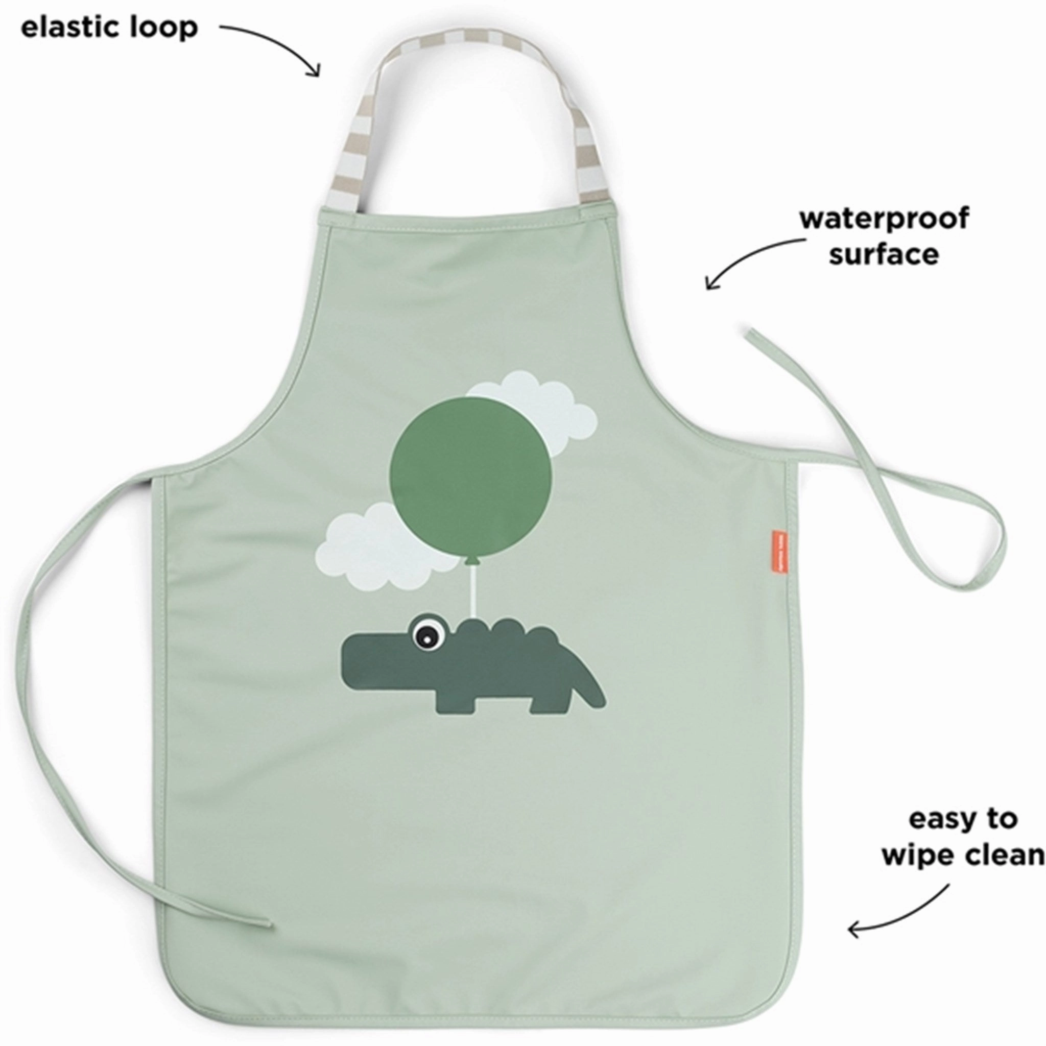 Done by Deer Waterproof Kids Apron Happy Clouds Green