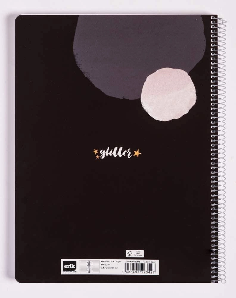 Erik Grupo Spiral Bound Notebook A4, Glitter Gold Dreams