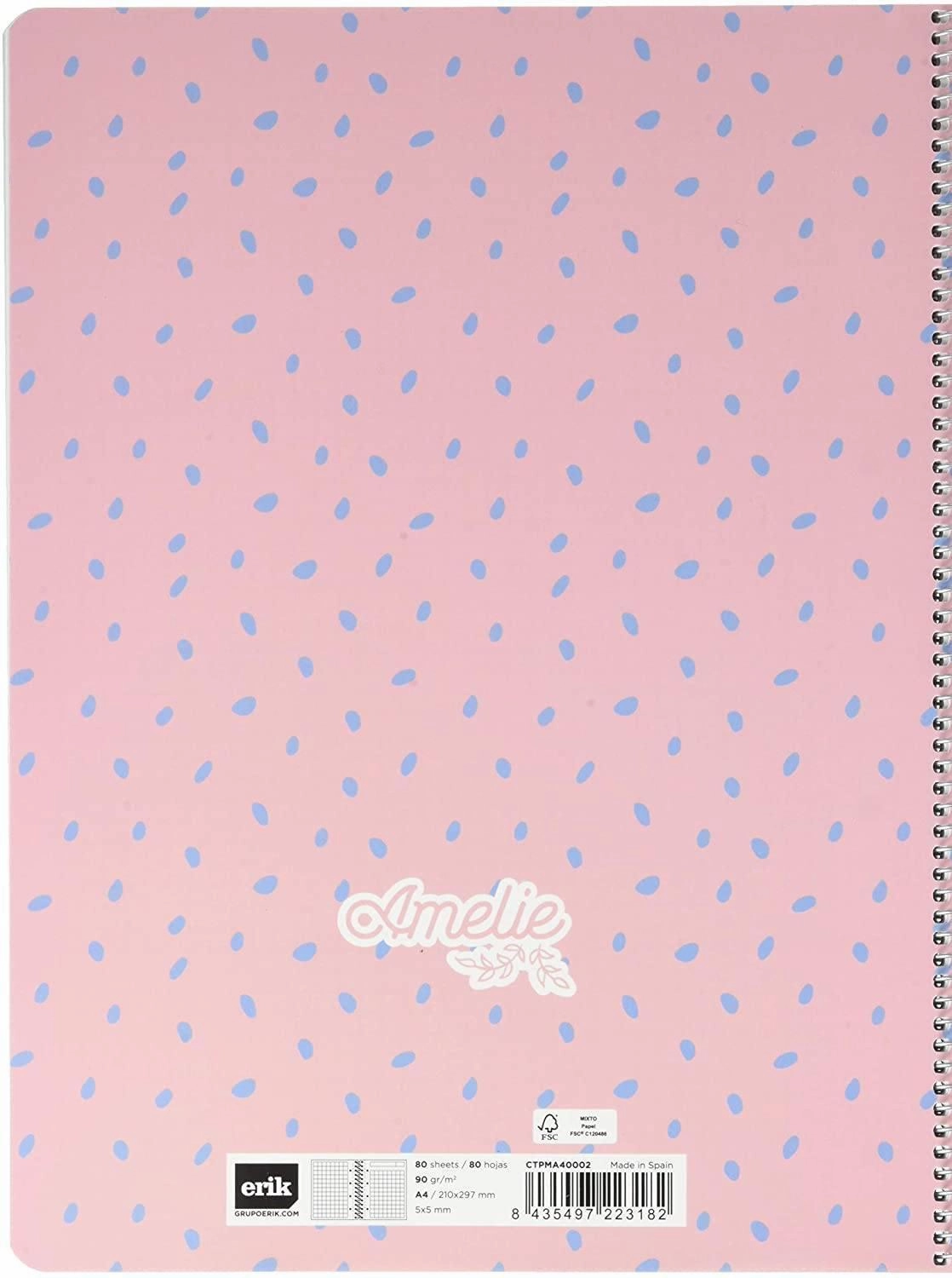Erik Grupo Spiral Notebook A4, Microperforated, Amelie Pastel Collection