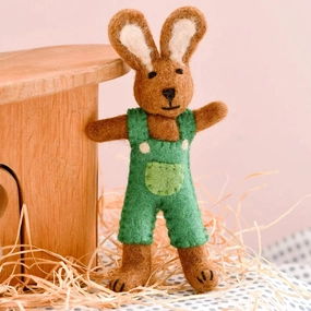 Felt Brown Rabbit- Green