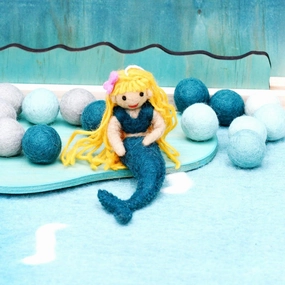 Felt Coral Mermaid Hanging-Blue Tail