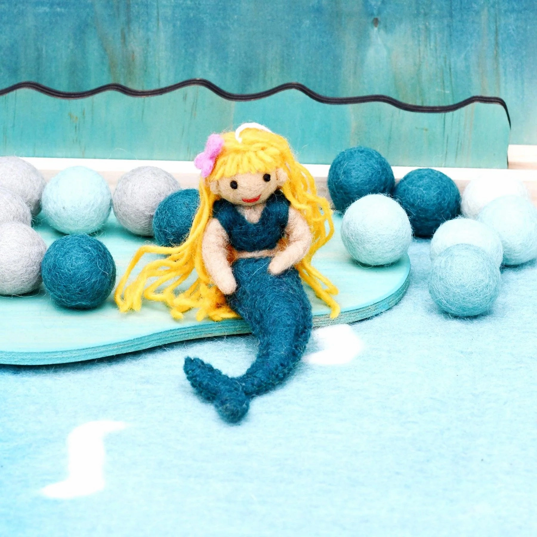 Felt Coral Mermaid Hanging-Blue Tail