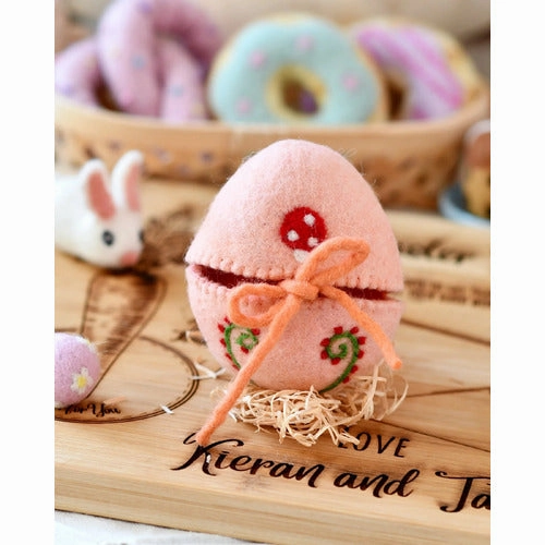 Felt Surprise Egg Cover-Peach with Mushroom