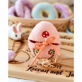 Felt Surprise Egg Cover-Peach with Mushroom