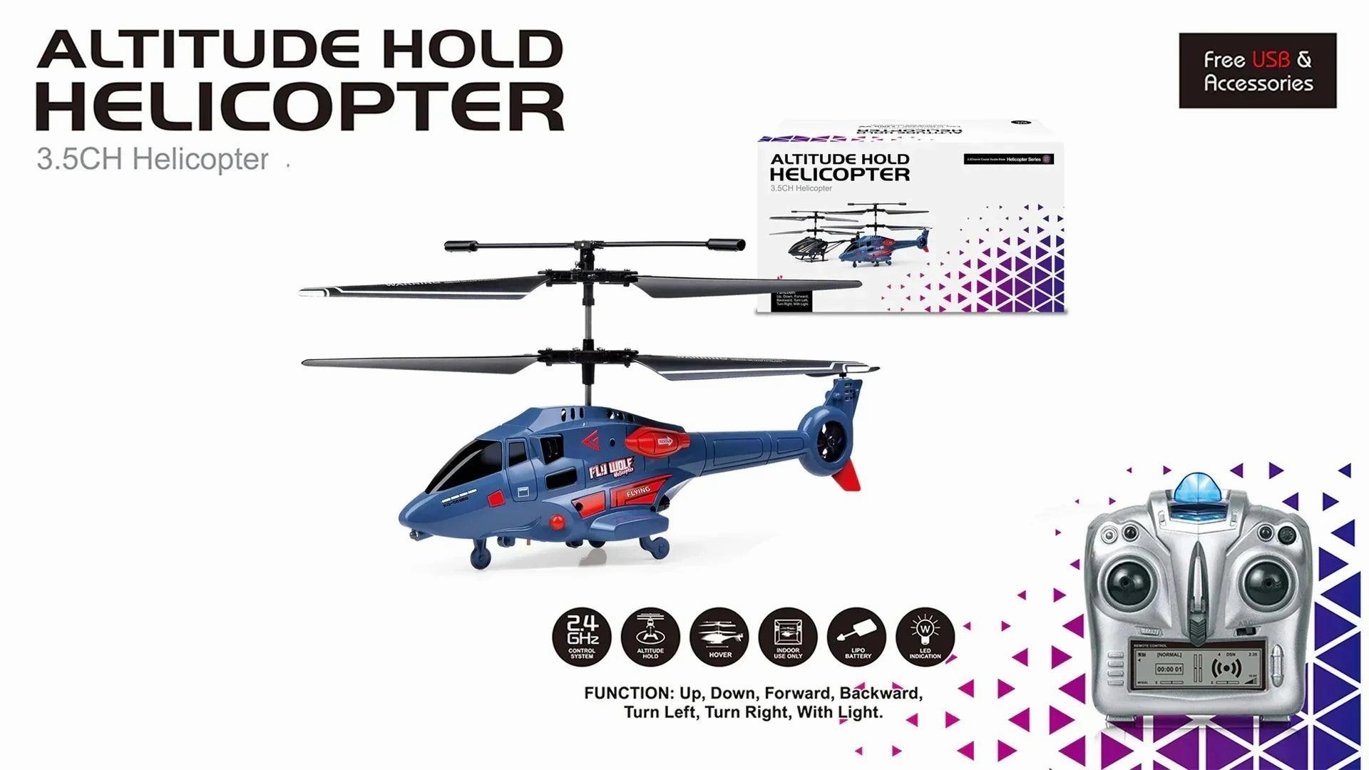 Fly Wolf 2.4G Fixed Altitude Remote Controlled RC Helicopter