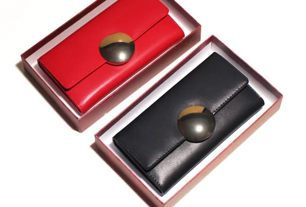 Genuine leather Bifold Cute billfold clutch purse long wallet purse clutch women