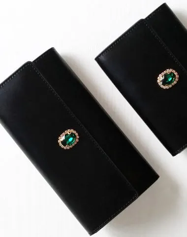 Genuine leather bifold Cute billfold clutch purse long wallet purse clutch women
