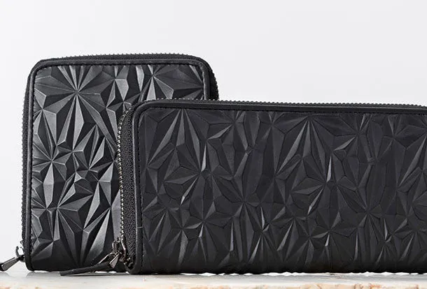 Genuine Leather billfold Diamond wallet purse women vintage Zipper small wallet