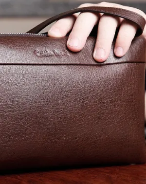 Genuine leather clutch long wallet leather men phone clutch vintage wallet for men