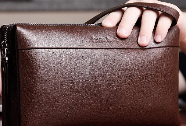Genuine leather clutch long wallet leather men phone clutch vintage wallet for men