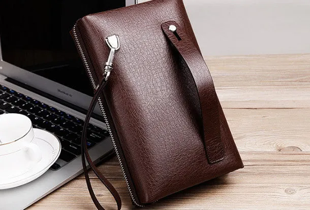 Genuine leather clutch long wallet leather men phone clutch vintage wallet for men
