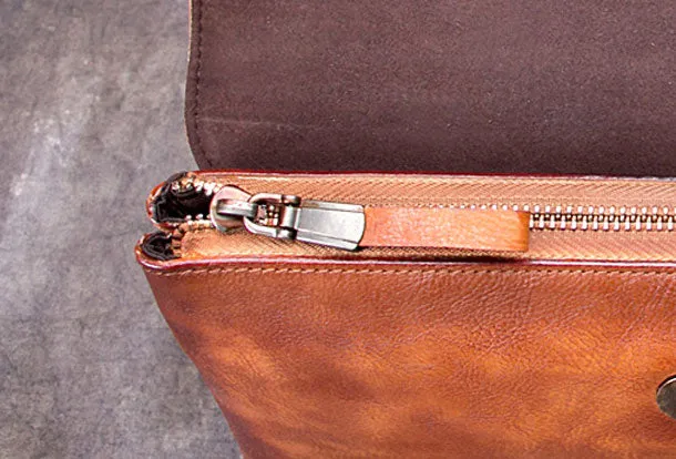 Genuine Leather Clutch Vintage Wristlet Wallet Crossbody Bag Shoulder Bag Handbag Purse For Women
