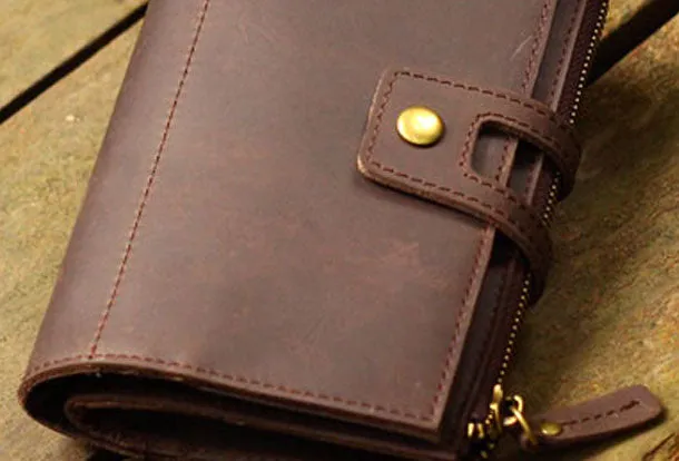 Genuine Leather Clutch Wallet Long Leather Wallet Bifold Wallet Bag For Womens