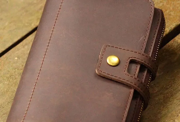 Genuine Leather Clutch Wallet Long Leather Wallet Bifold Wallet Bag For Womens