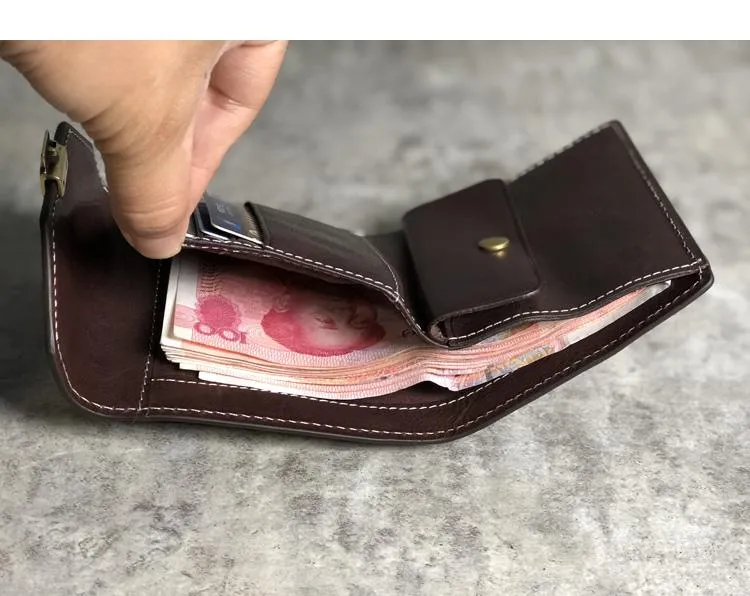 Genuine Leather Coffee Mens Cool Envelope billfold Leather Wallet Men Bifold Black Small Wallets for Men