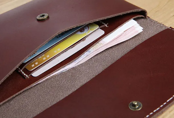 Genuine Leather Cute Long Slim Wallet Clutch Passport Wallet Purse For Women Girl