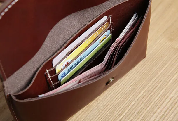 Genuine Leather Cute Long Slim Wallet Clutch Passport Wallet Purse For Women Girl