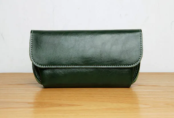 Genuine Leather Cute Long Slim Wallet Clutch Passport Wallet Purse For Women Girl