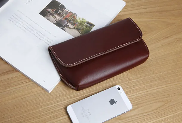 Genuine Leather Cute Long Slim Wallet Clutch Passport Wallet Purse For Women Girl