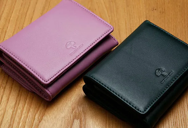 Genuine Leather Cute Slim billfold Trifold Wallet Card Holder Wallet Purse For Women Girl