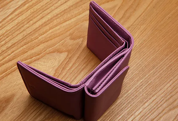 Genuine Leather Cute Slim billfold Trifold Wallet Card Holder Wallet Purse For Women Girl