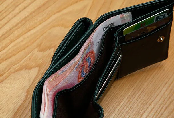 Genuine Leather Cute Slim billfold Trifold Wallet Card Holder Wallet Purse For Women Girl