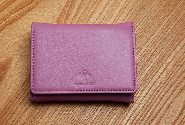 Genuine Leather Cute Slim billfold Trifold Wallet Card Holder Wallet Purse For Women Girl