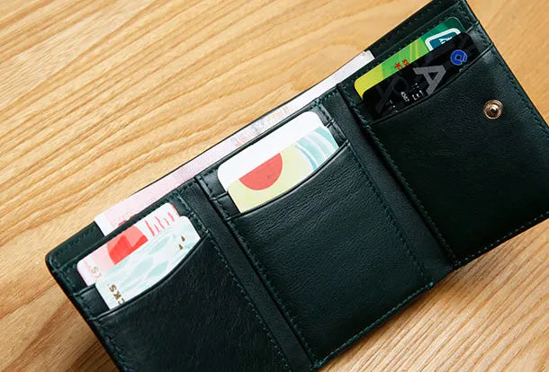 Genuine Leather Cute Slim billfold Trifold Wallet Card Holder Wallet Purse For Women Girl