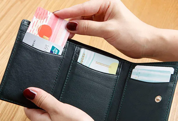 Genuine Leather Cute Slim billfold Trifold Wallet Card Holder Wallet Purse For Women Girl