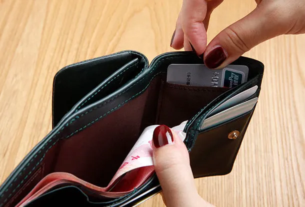 Genuine Leather Cute Slim billfold Trifold Wallet Card Holder Wallet Purse For Women Girl