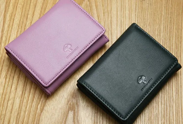 Genuine Leather Cute Slim billfold Trifold Wallet Card Holder Wallet Purse For Women Girl