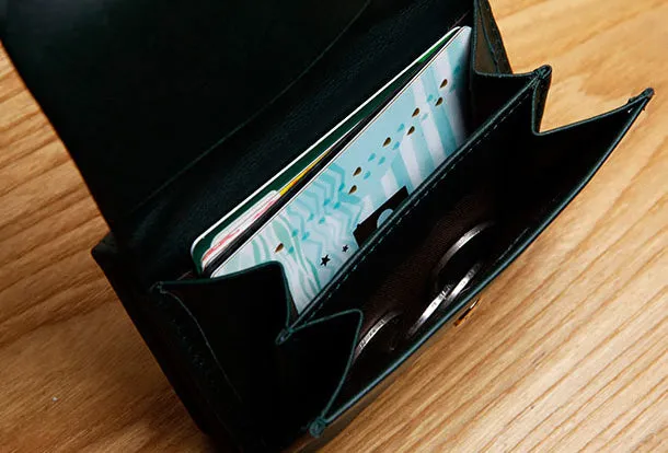 Genuine Leather Cute Slim billfold Trifold Wallet Card Holder Wallet Purse For Women Girl