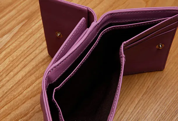 Genuine Leather Cute Slim billfold Trifold Wallet Card Holder Wallet Purse For Women Girl