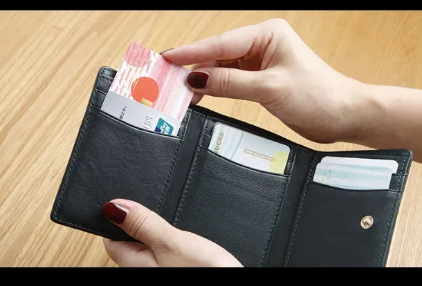 Genuine Leather Cute Slim billfold Trifold Wallet Card Holder Wallet Purse For Women Girl