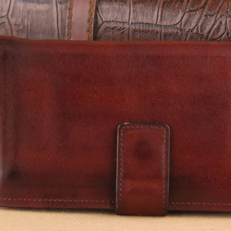 Genuine Leather Mens Cool Biker Chain Wallet Long Leather Wallet Slim Clutch Wristlet Wallet for Men