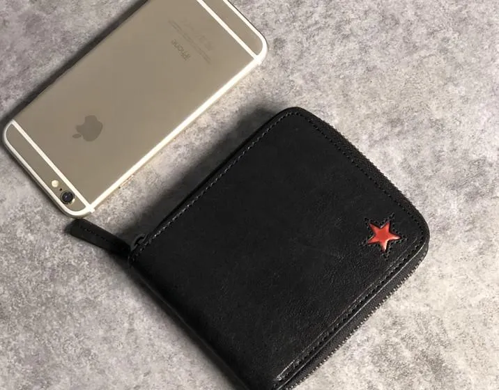 Genuine Leather Mens Cool billfold Leather Wallet Men Small Wallets Bifold for Men
