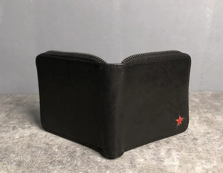 Genuine Leather Mens Cool billfold Leather Wallet Men Small Wallets Bifold for Men