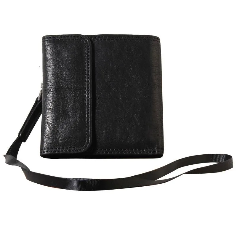 Genuine Leather Mens Cool billfold Leather Wallet Men Small Wallets Trifold for Men