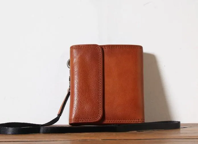 Genuine Leather Mens Cool billfold Leather Wallet Men Small Wallets Trifold for Men