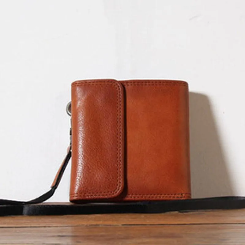 Genuine Leather Mens Cool billfold Leather Wallet Men Small Wallets Trifold for Men