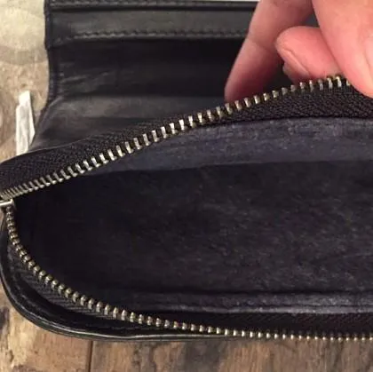 Genuine Leather Mens Cool billfold Long Leather Wallet Men Small Wallets Bifold for Men