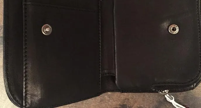 Genuine Leather Mens Cool billfold Long Leather Wallet Men Small Wallets Bifold for Men